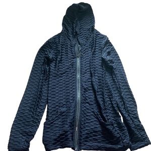 New Mix Navy Blue Form Fitting Zip Up Hoodie Size S/M